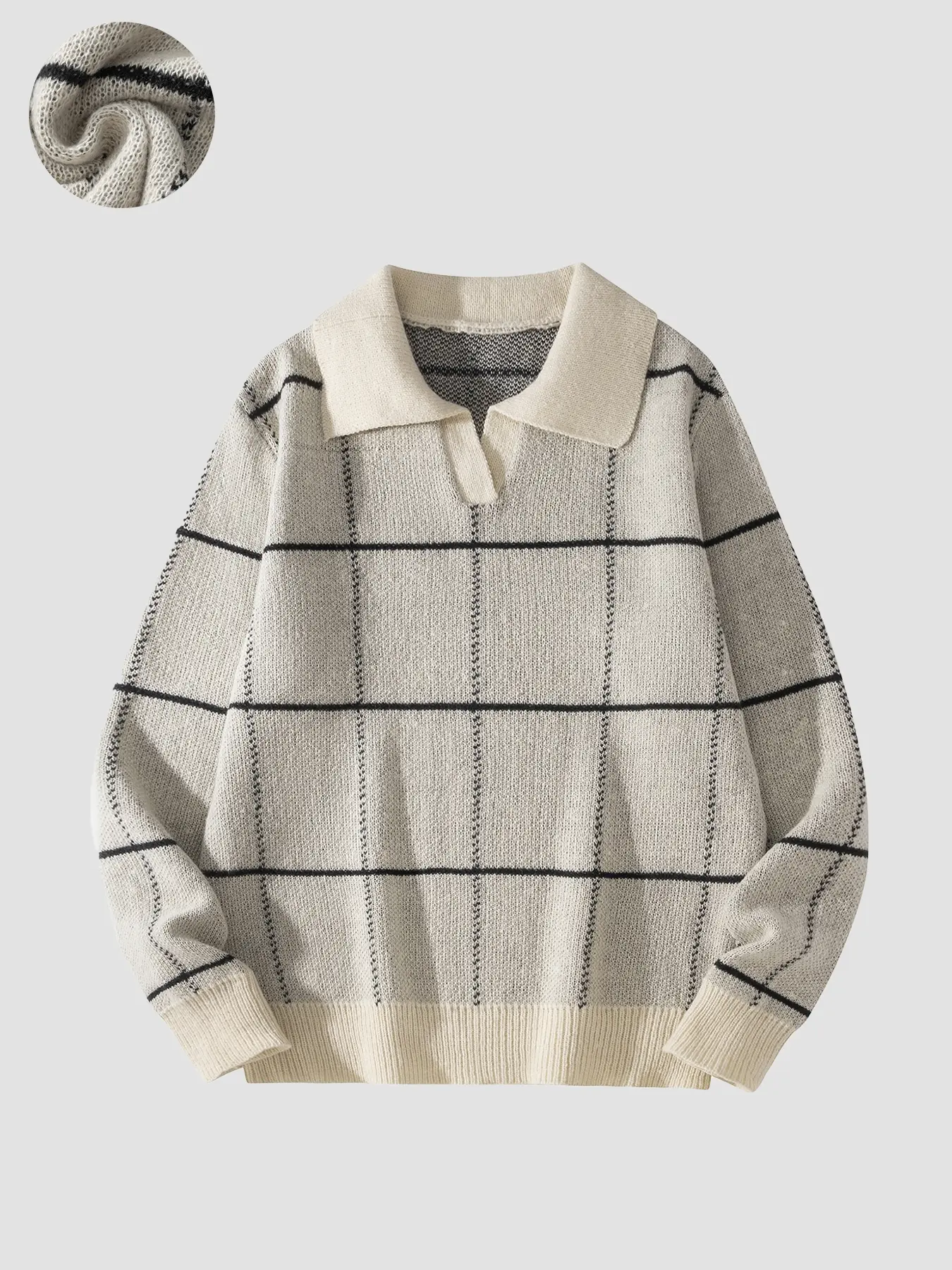 Autumn and winter new men's V-neck plaid stripe Long Sleeve Washed Pullover Jumper Lightweight Knit sweater, fashionable and simple Fitted style Knitwear, casual and versatile, suitable for various occasions, comfortable warm, essential in the wardrobe