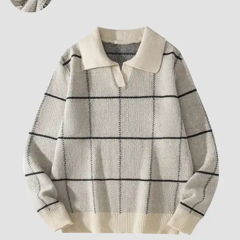 Autumn and winter new men's V-neck plaid stripe Long Sleeve Washed Pullover Jumper Lightweight Knit sweater, Casual basic knitwear, Fitted style Knitwear, casual and versatile, suitable for various occasions, comfortable warm, essential in the wardrobe