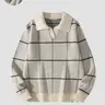 Autumn and winter new men's V-neck plaid stripe Long Sleeve Washed Pullover Jumper Lightweight Knit sweater, Casual basic knitwear, Fitted style Knitwear, casual and versatile, suitable for various occasions, comfortable warm, essential in the wardrobe