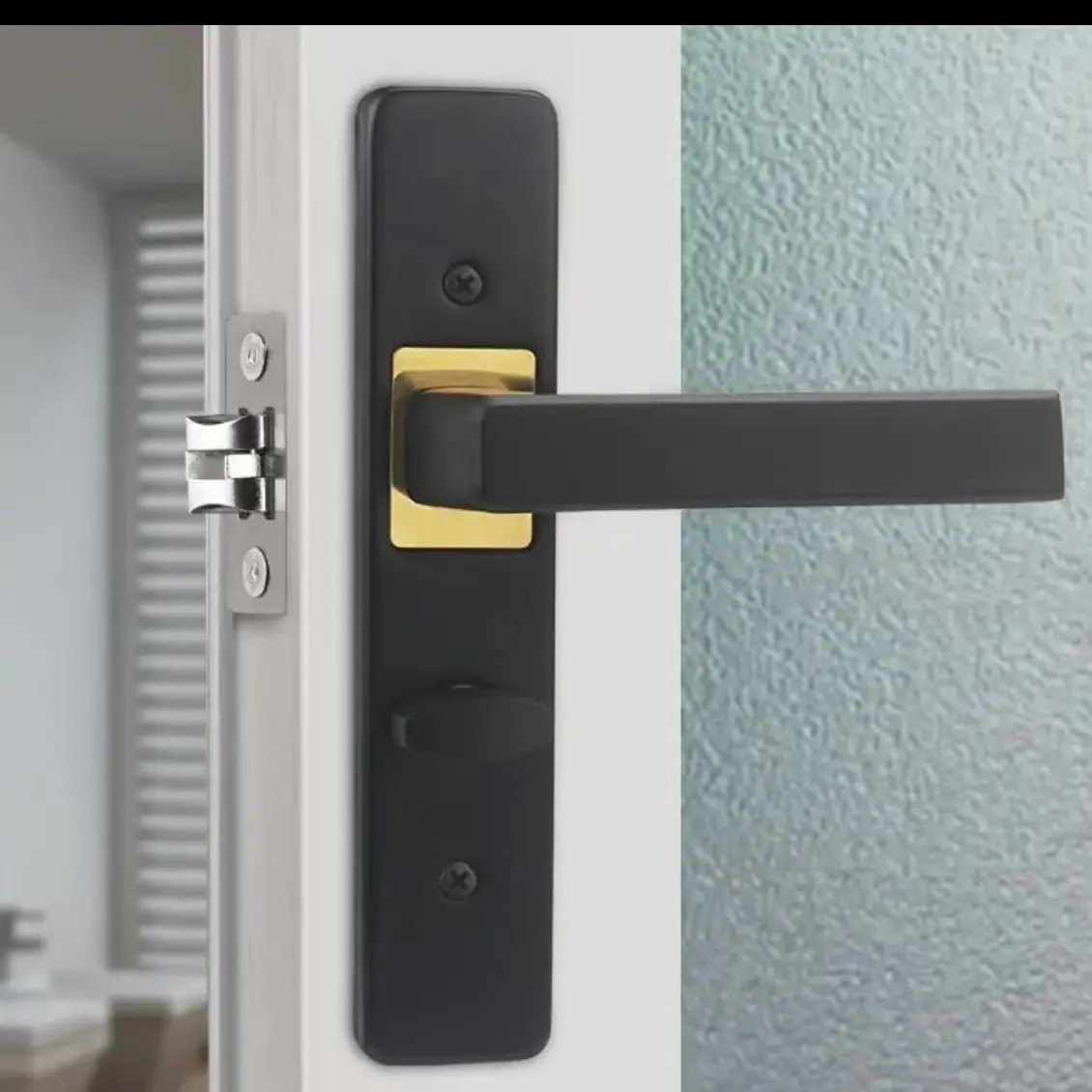 1pc Bathroom Door Lock, Door Security Lock, Metal Handle, Keyless, Universal Left/right Hand, Aluminum Handle Iron Panel, No Battery, Detachable Cover, Industrial Safety Lock, Door Hardware, Keyless Entry Lock