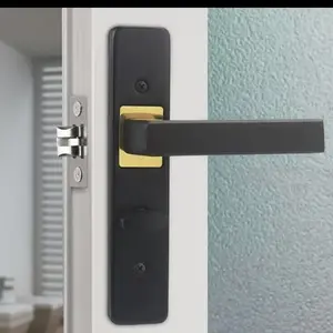 1pc Bathroom Door Lock, Metal Handle, Keyless, Universal Left/right Hand, Aluminum Handle Iron Panel, No Battery, Detachable Cover, Industrial Safety Lock
