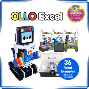 OLLO Excel Robotics Kit by STEAMCUP - 36-in-1 Robot, 3 Workbooks, XL330 DYNAMIXEL Smart Actuators, Block-based coding