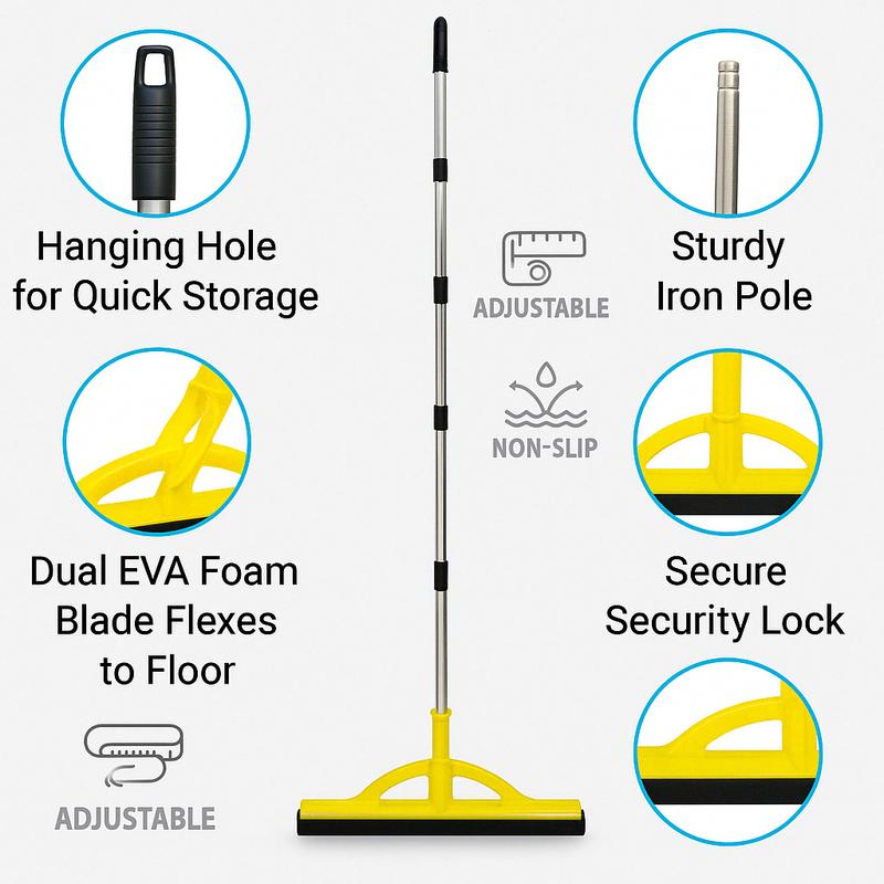 Heavy-Duty Floor Squeegee 2 in 1  - Lightweight & Durable Foam Blade with Extendable Handle for Indoor/Outdoor Cleaning haragan y trapeador 2 en 1 Adjustable Pool