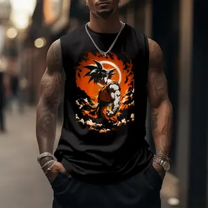 Anime 90s Graphic Sleeveless Tank Tops Men Vest Streetwear Outfits Men Vacation Outfits Sleeveless Shirt