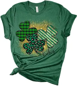 Lucky Shamrocks St Patricks Day Shirt Bella Irish Graphic Print Shirts for Women