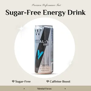 Vital-V Zero Premium Sugar Free Energy Drink with Taurine and B-Vitamins, 0 Calories-12x330ML ( 11.5 FL OZ) Can.