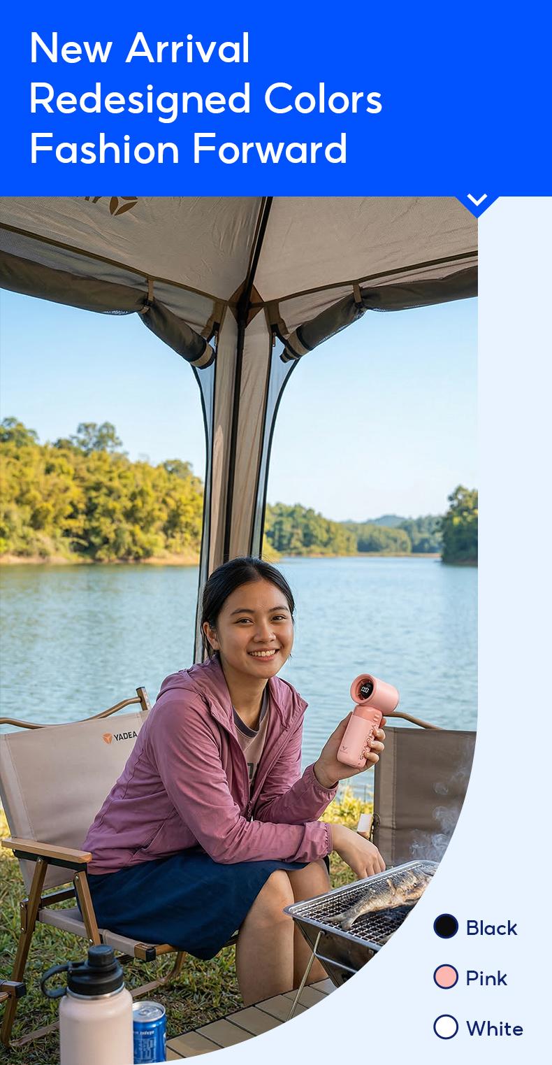 Yodevoe Mini multi-functional handheld fan, powerful turbine portable fan, wind speed 1-100, 20,000 RPM high-speed motor, maximum cooling time 3-13 hours, 3000mAh rechargeable battery, pocket-sized personal travel gadget suitable for both men and women.