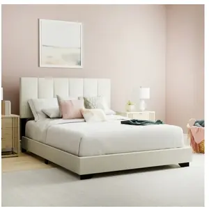 Reece Channel Stitched Upholstered Full Bed Ivory Color Modern Design for Home Comfort