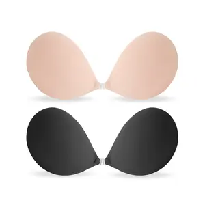 KISWON Invisible Lift Up Bra Strapless Stickiness Bra Adhesive Silicone Seamless Bra for Backless Dress with Nipple Covers