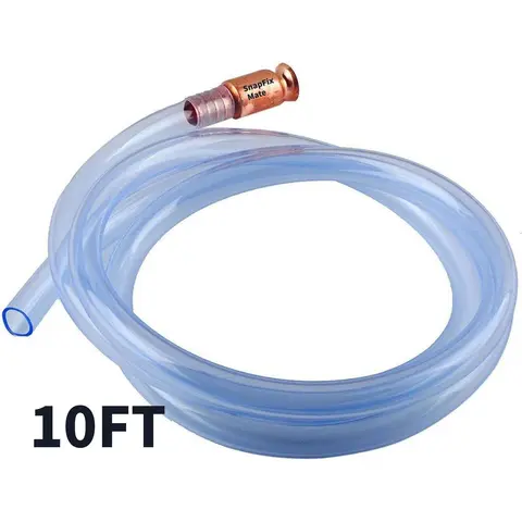 SnapFixMate 10FT Gas Siphon Hose Pump, Shaker Siphon for Gasoline/Fuel/Water Transfer, Safety Self Priming Hose 1/2" Valve