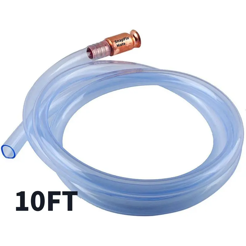 SnapFixMate 10FT Gas Siphon Hose Pump, Shaker Siphon for Gasoline/Fuel/Water Transfer, Safety Self Priming Hose 1/2" Valve