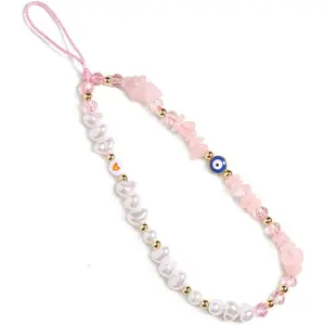 L-PCS020  Evil Eye Phone Charm Strap Cell Phone Lanyard Phone Charms Strap Beaded Phone Charms Evil Eye Phone Lanyard Crystal Phone Strap Evil Eye Phone Chain Preppy Phone Charm Kawaii Phone Keychain