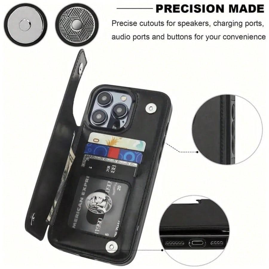 2D image Pearl Polka Dot Dream Patterned Card Holder Leather Case Is Compatible With IPhone 17 Pro Max/Air/16/15/14/13/12/11.For Samsung S22/S23/S24/25. It's An Ideal Gift For Christmas, Valentine's Day, And New Year's, Perfect For Boyfriends,