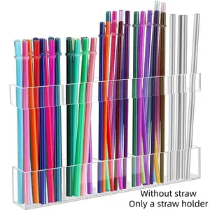 Upgraded 9.6 Inch Acrylic Straw Holder, Beverage Organizer, Space-Saving Organizer for Cabinet Doors or Countertops, Includes Strong Adhesive Tape