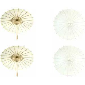 32"  Paper Parasol Umbrella 4 Pack, Large Paper Umbrella Bulk, Paper Parasol Wedding Umbrellas,  Parasol Umbrella Bridal Party Decor Photo Props, Sun Parasols for Shade