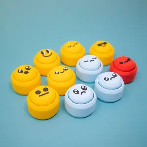 Emoji Clickies Set - Set of 10 3D Printed Round Emoji Keychains for Stress Relief & Sensory Play - Attach to Keychain for Fidgeting