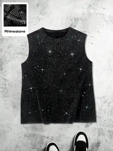 Men's Vintage Round Neck Vest, Letter Print Street Style, Loose-Fit Comfortable Summer Fashion, Casual Wear for All Seasons