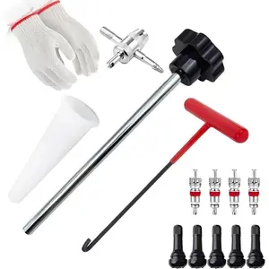 Tire Valve Stem Removal Installation Tool Kit,Tire Valve Core Removal Replacement Tool Kit,TR413 Valves with Valve Core and Valve Core Disassemble Tool,for Cars Lawn Mowers