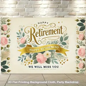 2D Flat Banner 1pc  a Cheerful Retirement Blessing Background, Vibrant Wall Hanging for Decorating Living Rooms, Bedrooms, Offices, Or Parties, Party Backdrop
