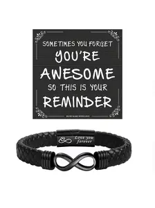 Men's Knotted Infinity Bracelet, Artificial Leather Casual Style, Perfect Gift for Him, All-Season Wear, Ideal for BChristmas Birthday Valentine's Day Gifts for Son Dad Boyfriend Husband Friend, Bracelet Design