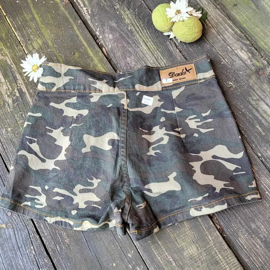women Shorts Green Army Shorts High Waisted Jean Shorts pants waist 28"