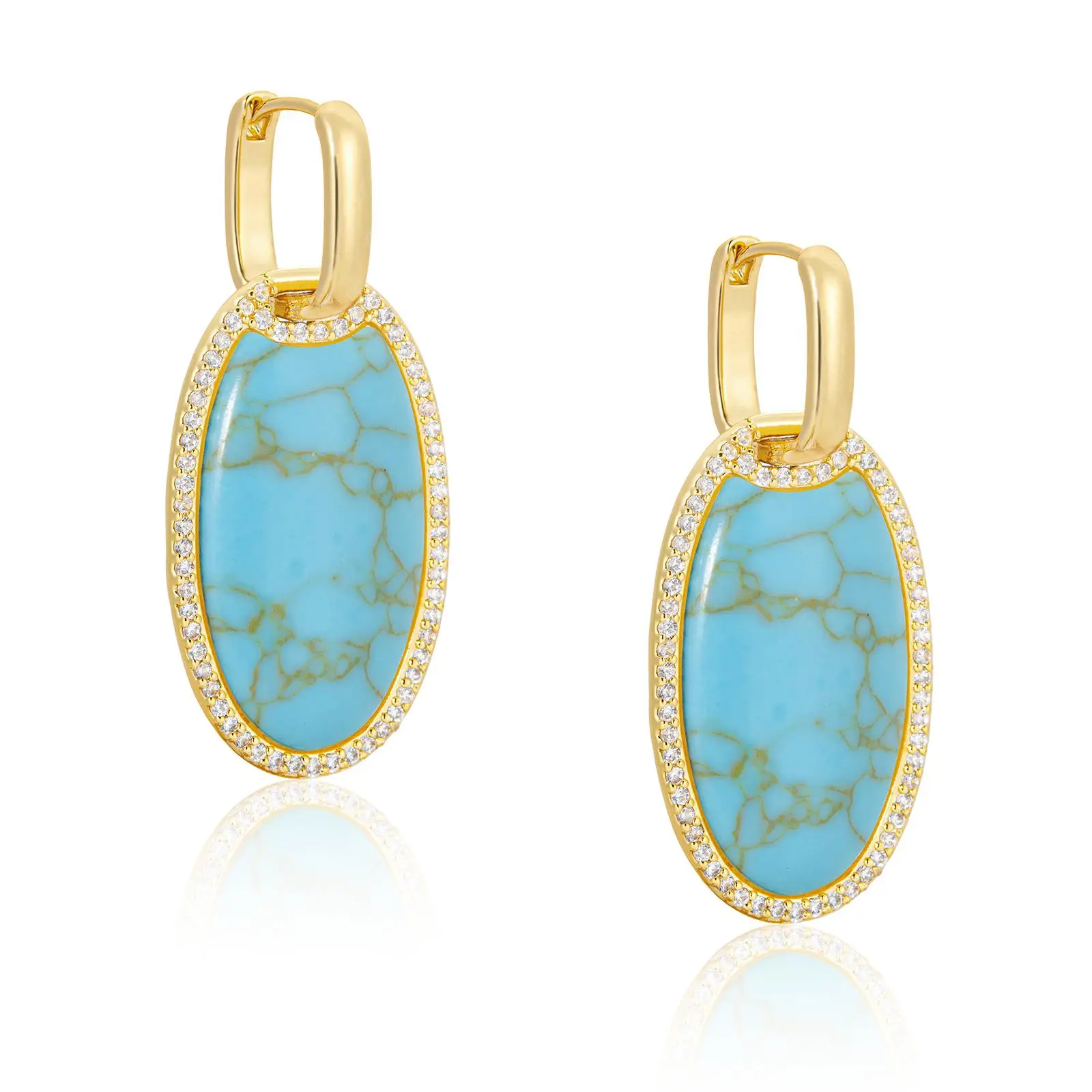 Wrangler Oval Natural Stone Dangle Earrings for Women Western Statement Jewelry