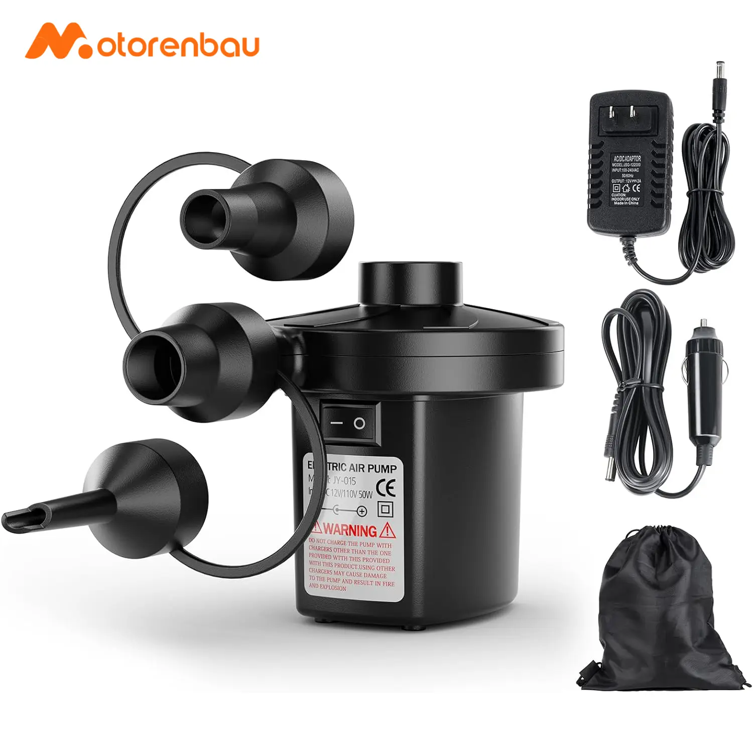 Electric Air Pump for Inflatables, 110V AC/12V DC Portable Quick-Fill Air Pump with 3 Nozzles, Inflator Pumps for Outdoor Camping,Air Mattress Beds,Boats,Inflatable Cushion,Pool Floats Travel Accessory,father'sdaygifts,campingessentials,campinggear