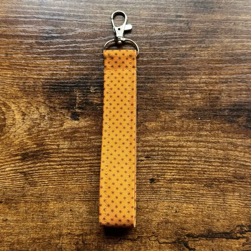 Burnt Orange Micro Star Fabric Keychain Wristlet