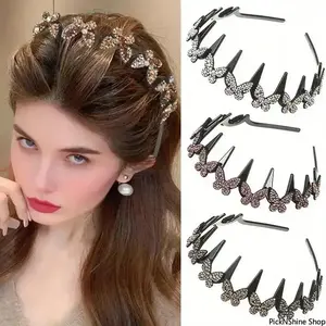 Wavy Crystal Headband Wave Shape Lightweight Hair Band Sparkling Crystal Accents Non Slip Secure Grip Wedding Everyday Wear Elegant Hair Accessory