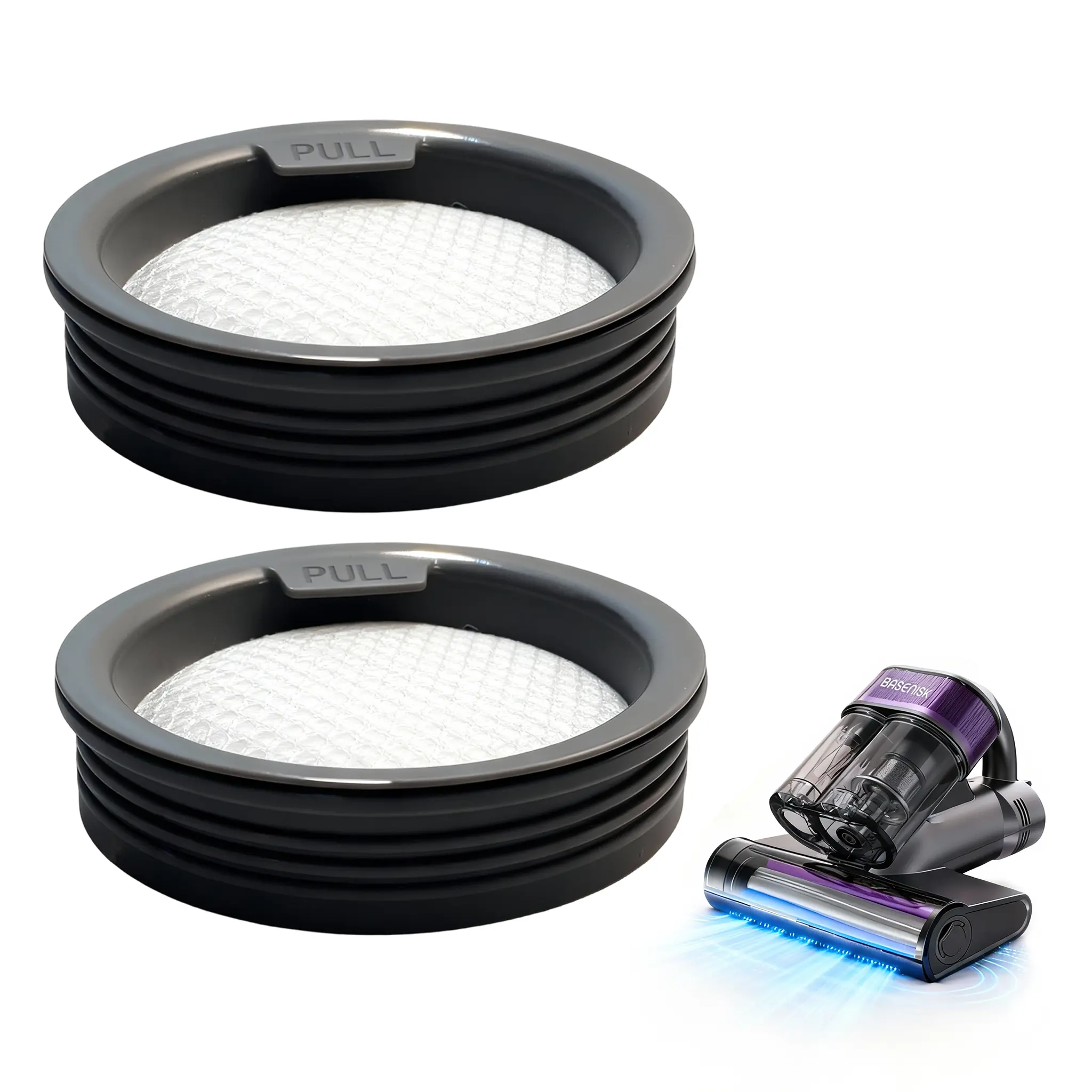 2 Pack HEPA Filter, Replacement for BASENISK Mattress Vacuum Cleaner, Washable & Reusable Dust Cup Filter Replacements-2 Pcs