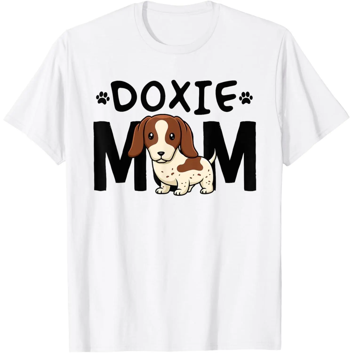Men's Short-Sleeve Casual Piebald Dachshund Mom T-Shirt, Doxie Mama Top, Perfect Gift for Dog Lovers