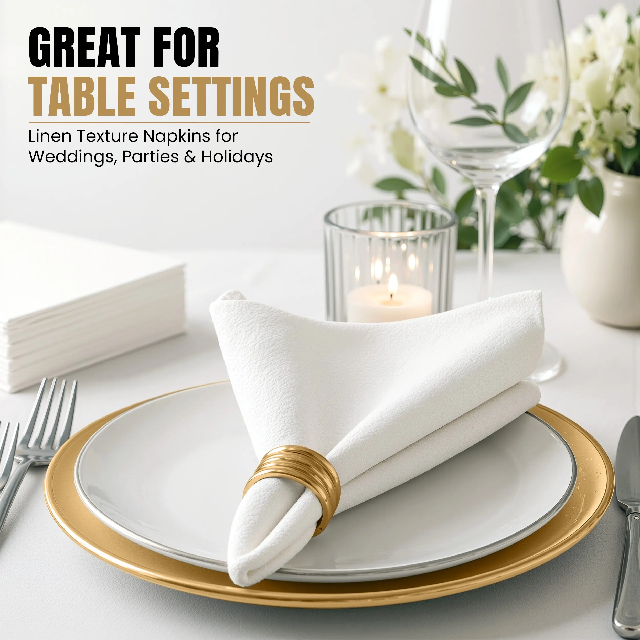 Freshware Thick Eco-Friendly Airlaid Paper Guest Towels, 200-Pieces Linen-Feel Disposable 12x17 in Cloth-Like Napkins for Bathroom, Restaurant, Ceremony