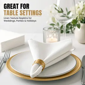 Freshware Linen-Feel Guest Towels 200 Count, Disposable Cloth-Like Napkins for Bathroom, Parties, Weddings & Events