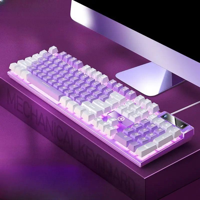 Mechanical Gaming Keyboard - 104-Key USB Wired Anti-Ghosting, RGB LED Backlit, Brown Switch Feel, Hotkeys & Media Keys, Portable Ergonomic ABS Metal PC Accessory for PC/Laptop, Gaming Gear Gift (Keyboards for Gaming), Anti Ghosting Keyboard