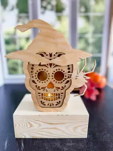 Witch Hat Skull Tea Light Holder