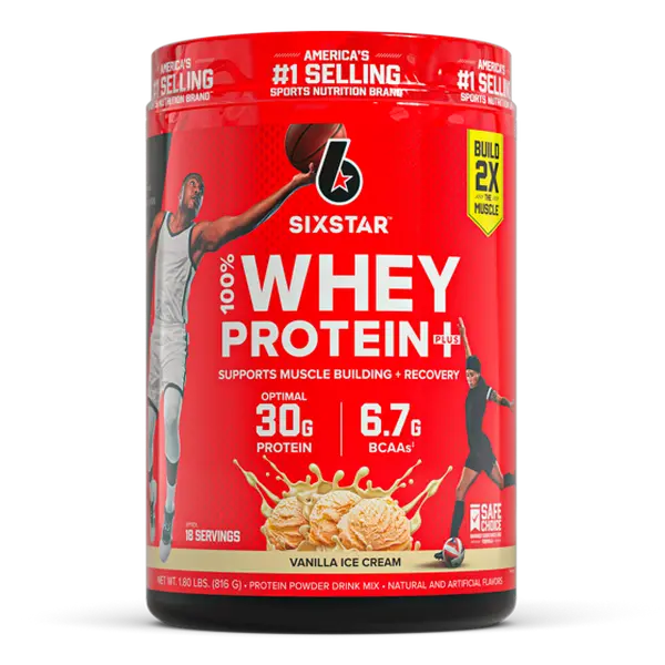 Six Star Pro Nutrition 100% Whey Protein Powder Plus, 30g Protein, Vanilla Cream, 1.81 lbs
