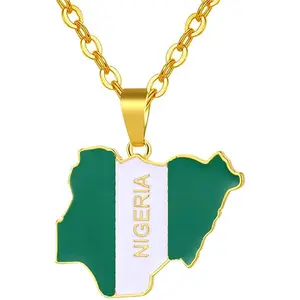 Nigerian Necklace Pendant for Women Men African Map Nigerian Jewelry Gift