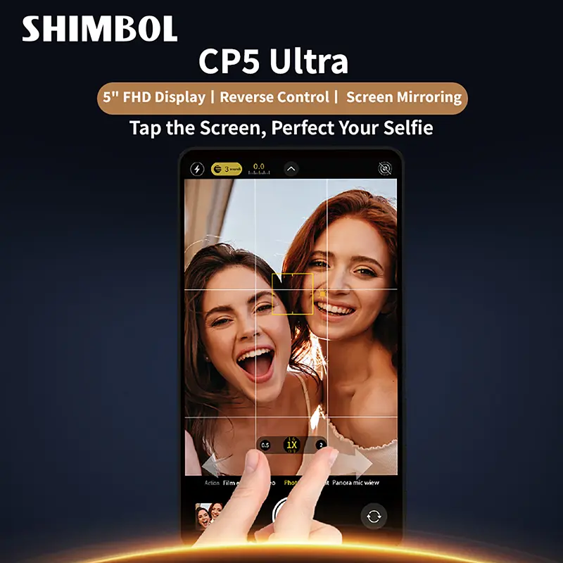 CP5 Ultra Vlog Selfie Monitor Screen,5-Inch Wireless Touchscreen Back Camera Monitor for iPhone&Android,4K/60fps Phone Recording Preview,Phone Camera Screen for TikTok YouTube Vlogging Live Streaming