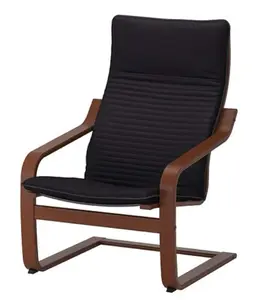 IKEA POÄNG Armchair, Brown Frame with KNISA Black Cushion, Modern Scandinavian Lounge Chair, Bentwood Rocking Armchair, Comfortable Living Room Seating Chair, Home Relaxation Furniture