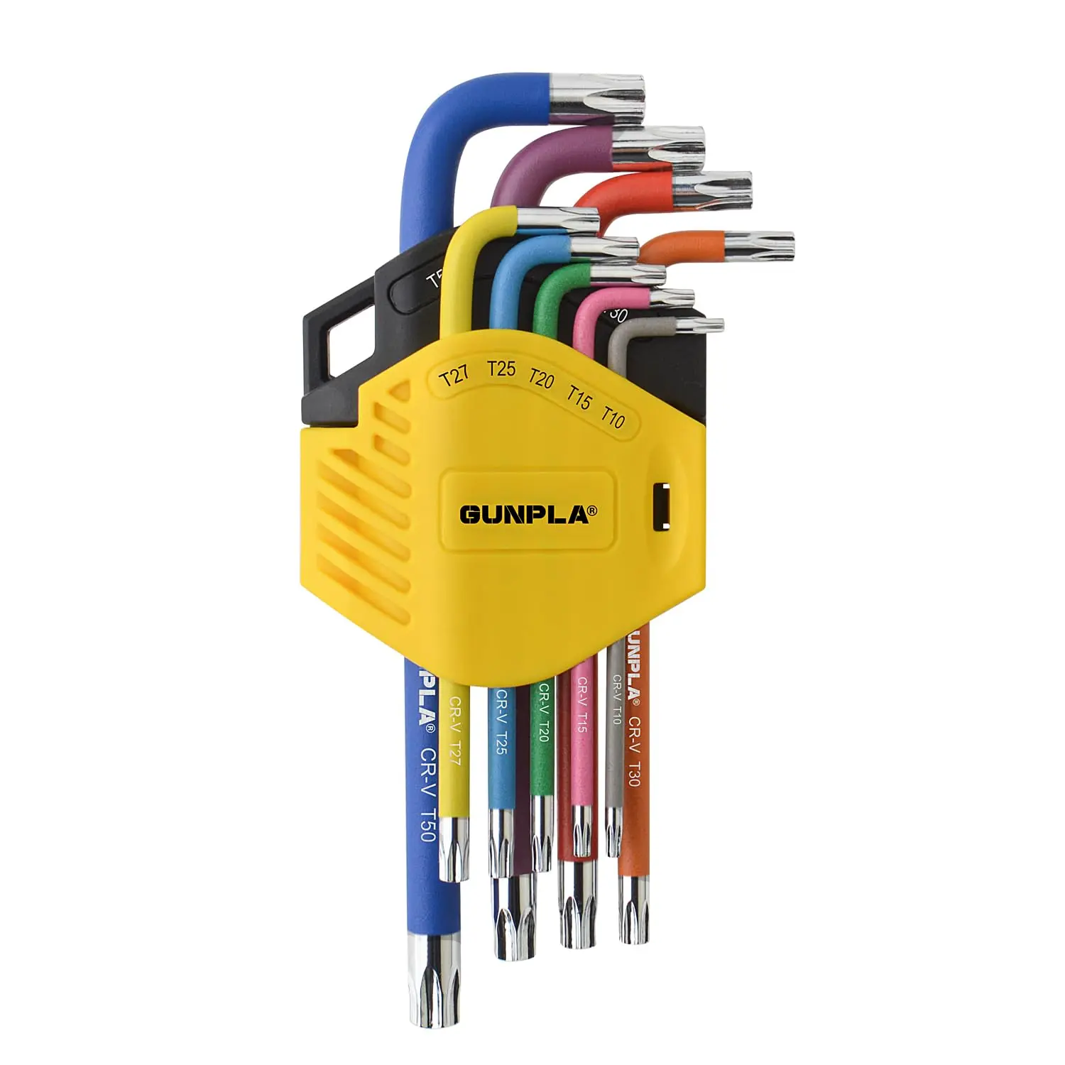 9-Piece Color-Coded Metric Hex Key Long Arm Wrench Set - 1.5mm-10mm L-Wrench Kit, Hardened Chrome Vanadium Steel (Cr-V), Spring-Loaded, Heavy-Duty ABS Construction Case, Multi-Surface DIY Use with Versatile Mounting & Customizable Rail System