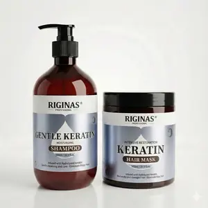 RIGINAS Professional Gentle Keratin Shampoo and Hair Mask 500ml - Repair & Frizz Control for Dry or Damaged Hair with Hydrolyzed Keratin Collagen & Wheat Protein