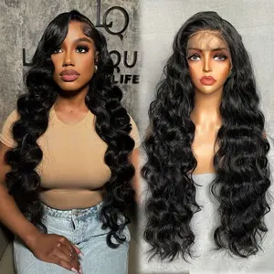 Hot Selling 13x4 Lace Front Long Curly Synthetic Hair Full Wig for Women, Natural Looking Heat Resistant Lace Wig
