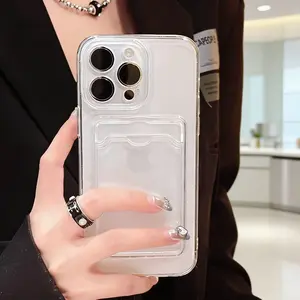 Slim Transparent Corner Card Holder Phone Case Shockproof Inner Corner Protection For iPhone 17 16 15 14 13 12 11 PROMAX Soft Frame Case Anti-Scratch