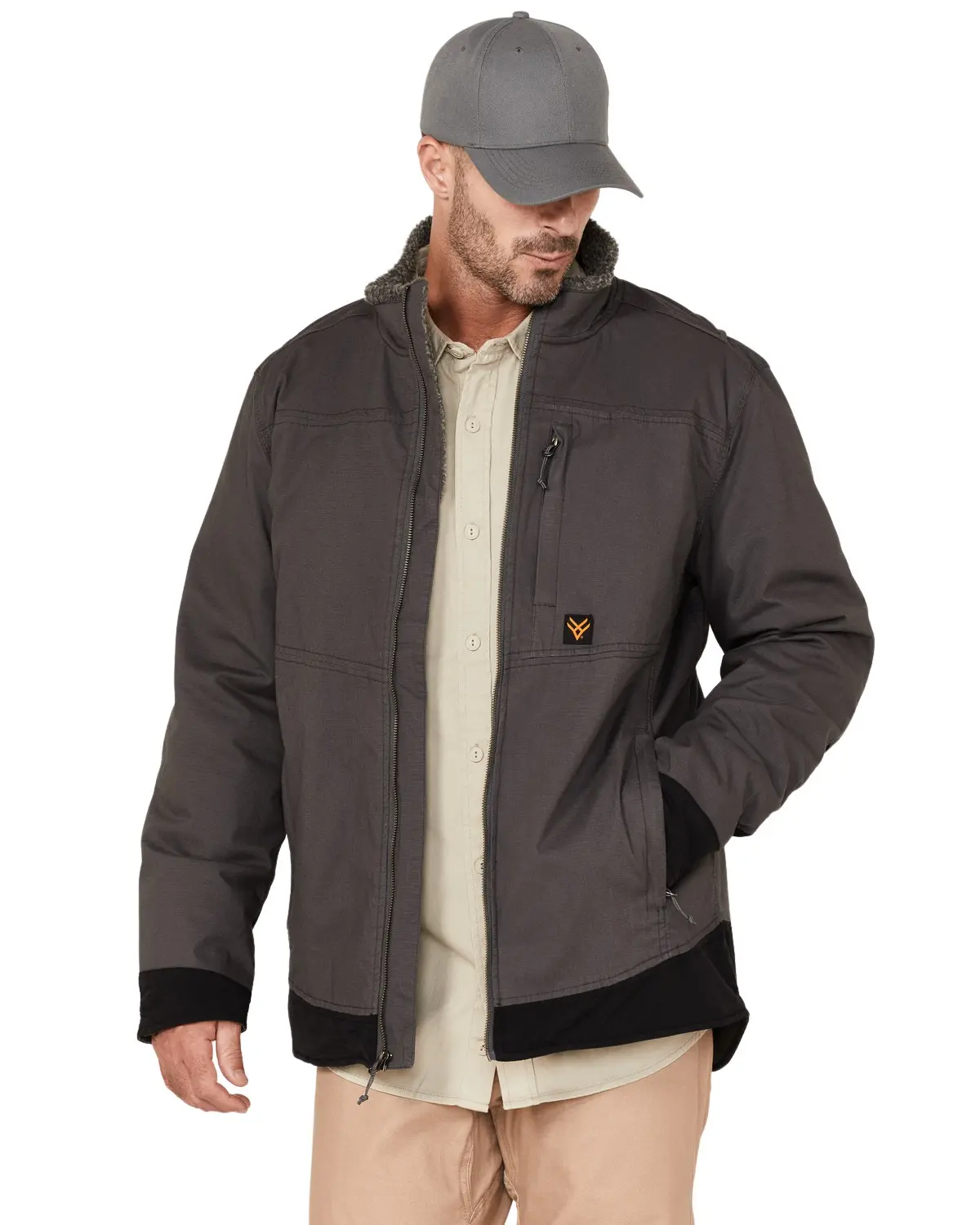 Hawx Men's Men'S Weather Ripstop Zip-Front Hooded Sherpa Work Jacket - Hxfa21o12