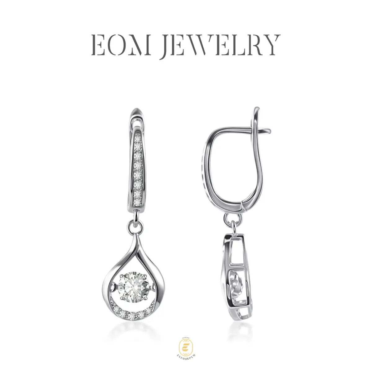 EOM 18K Gold-Plated Moissanite 1ct Y2K Glow of Firefly Teardrop Dangle Earrings Silver-Plated Valentine's Day Wedding Engagement Anniversary Romantic Elegant Gift Daily Wear