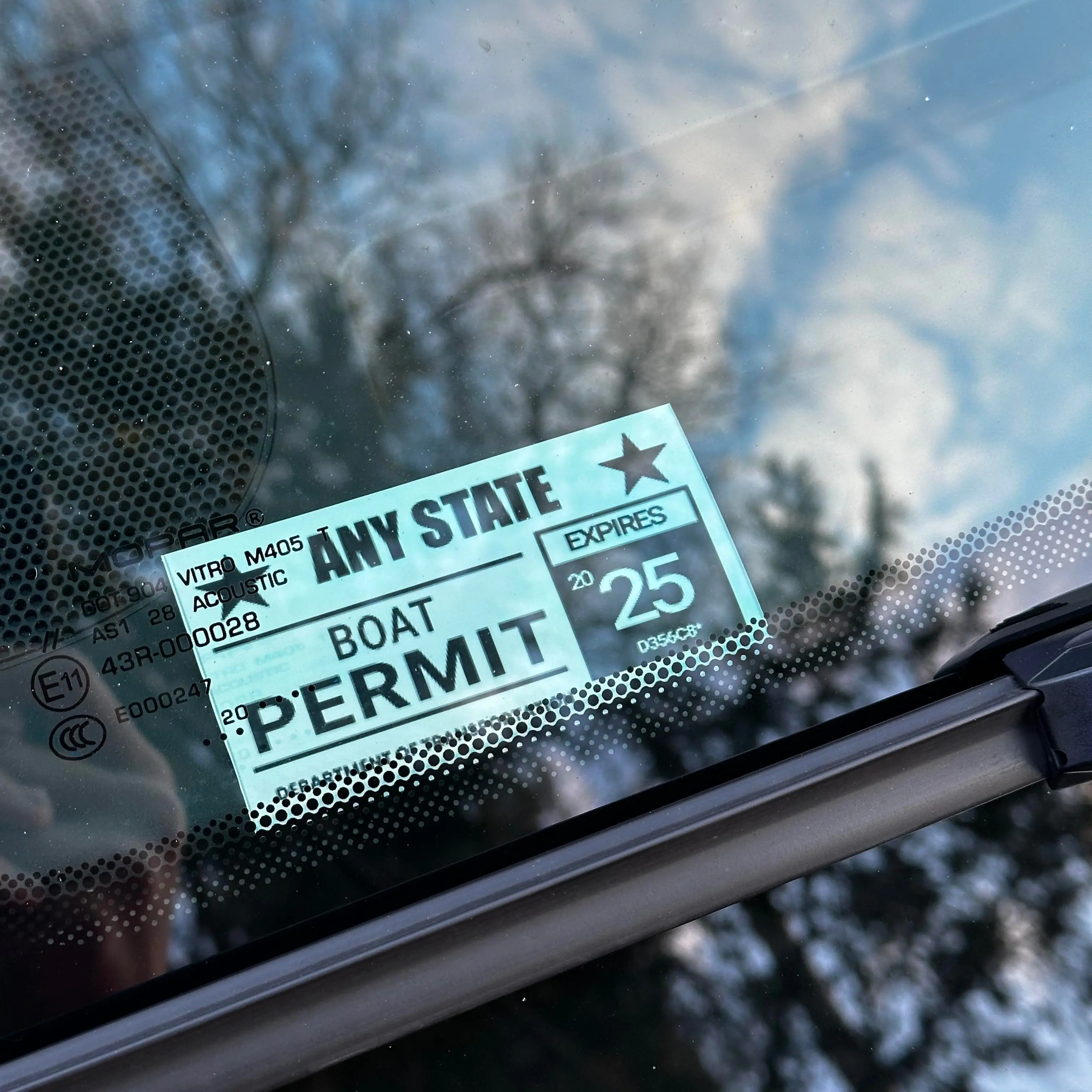 ANY STATE Boat Permit Car Sticker 3.5" x 2"