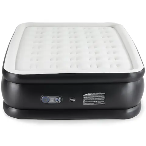 Air Mattress Inflatable Airbed with Built-In High Capacity Pump, Flocking Top, Non-Slip Bottom, Honeycomb Support, Multi-Size Portable PVC Camping & Home Bed, Adjustable Height (Twin/Queen, 16/18/22in)