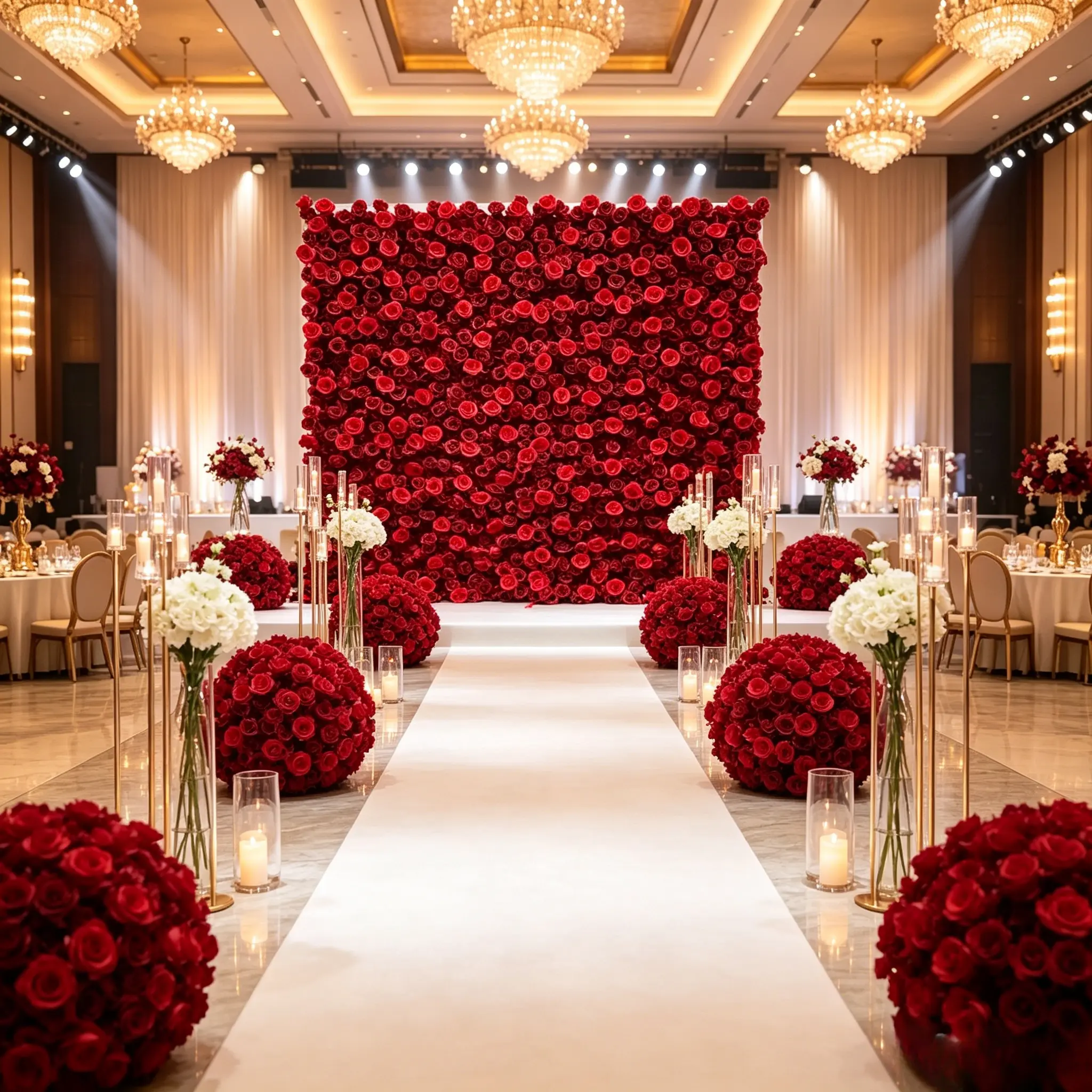 Vibrant Burgundy Red Artificial Flower Wall Panel Silk Floral Backdrop For Wedding Ceremony Bridal Shower Valentine’s Day Engagement Birthday Anniversary Graduation Party Photo Booth Salon Boutique Cafe Window Decor Indoor Outdoor Background