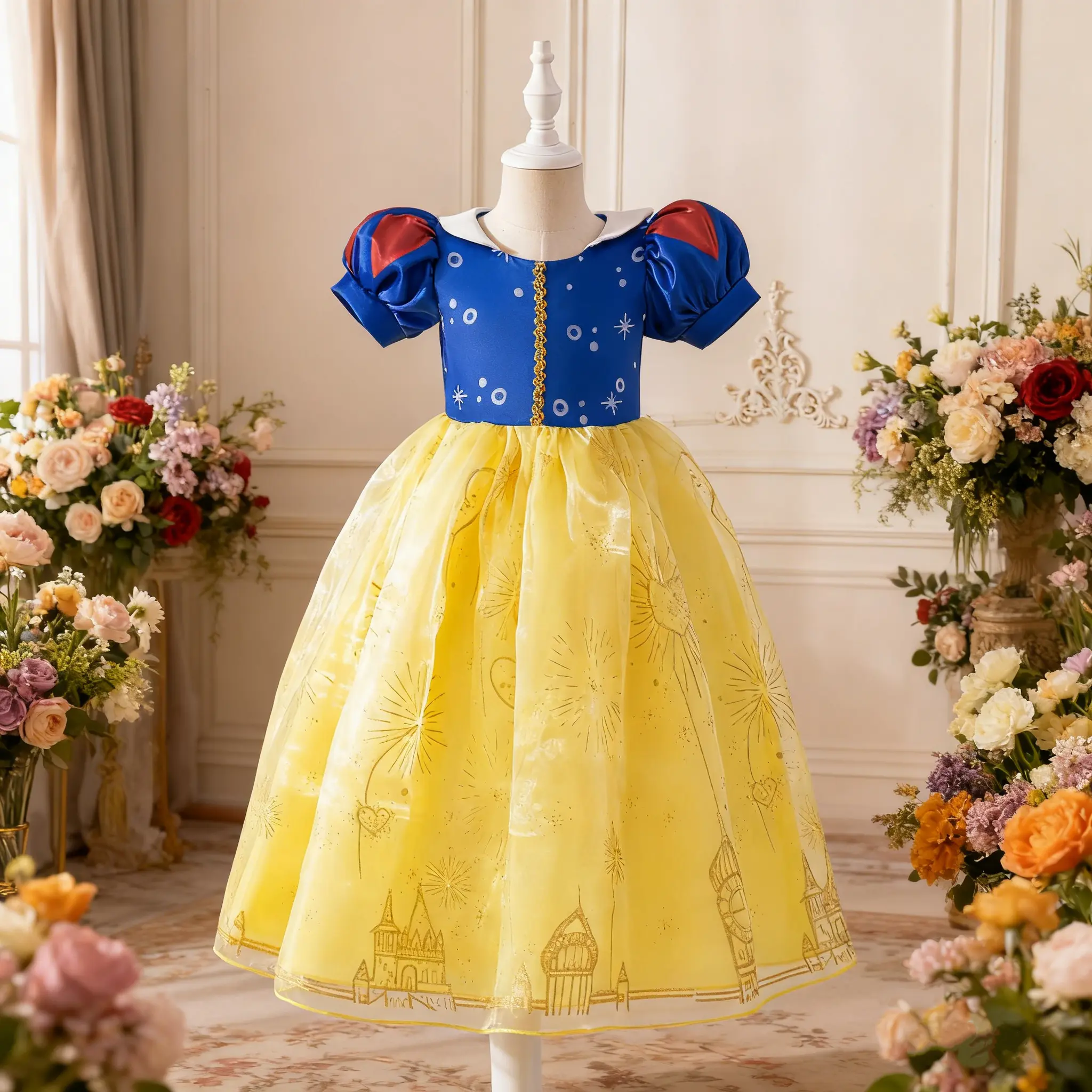 006 Clothing Fancy Kids Girl Dress Princess Girl Dress Halloween Party Gown Cartoon Character Cosplay Costume