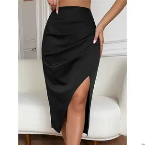 Skirt a é Raffin tiktok High Waist Ruched Asymmetrical Hem